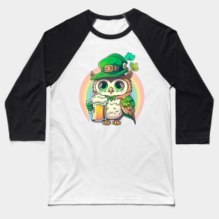 Saint Patrick's day owl holding a beer with PRIDE colors :) Baseball T-Shirt